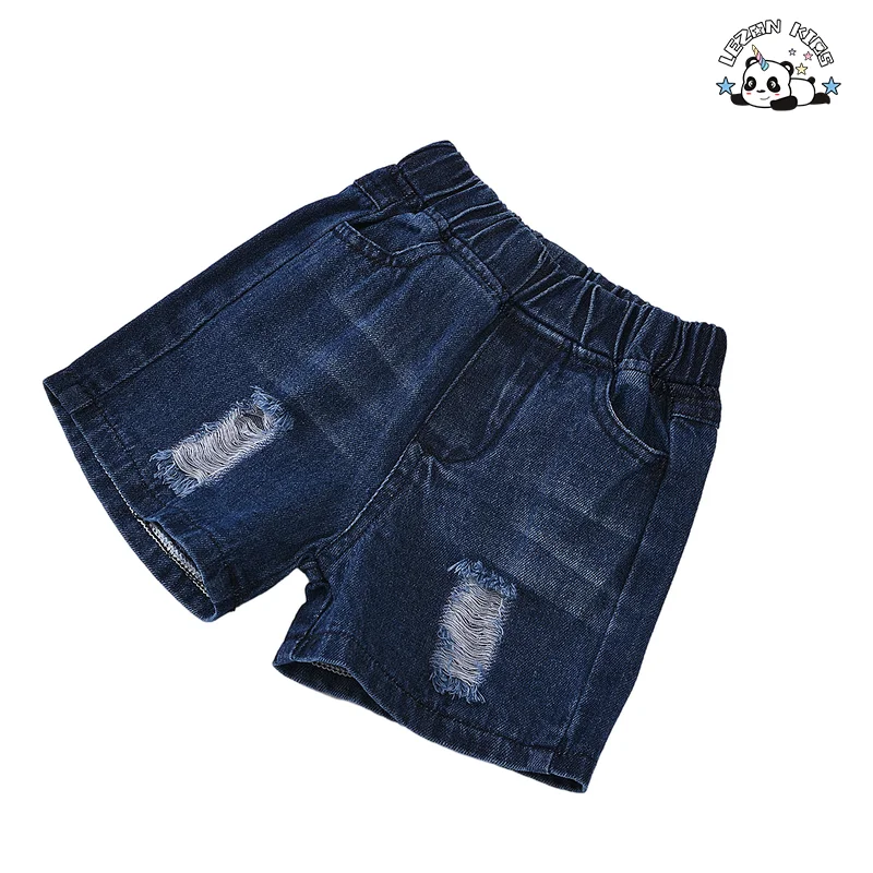 LEZONKIDS - Customized New Boys Fashion Suit Sleeveless Printed Knitted Top Denim Shorts Casual Boys Clothing Sets